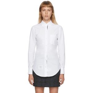 THOM BROWNE White Classic Long Sleeve Shirt Size M